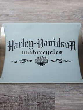 Harley-Davidson Black and Silver Branded Tempered Glass Cutting Board